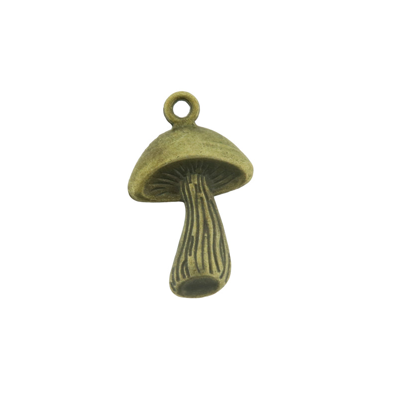 10 Mushroom Antique Bronze Tone Charms - BC004