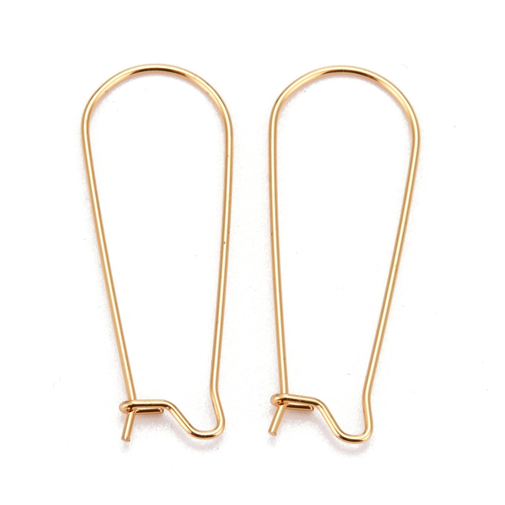 20 Surgical Stainless Kidney Earring Hooks - Silver or 18k Gold Plated - Choose Your Size!