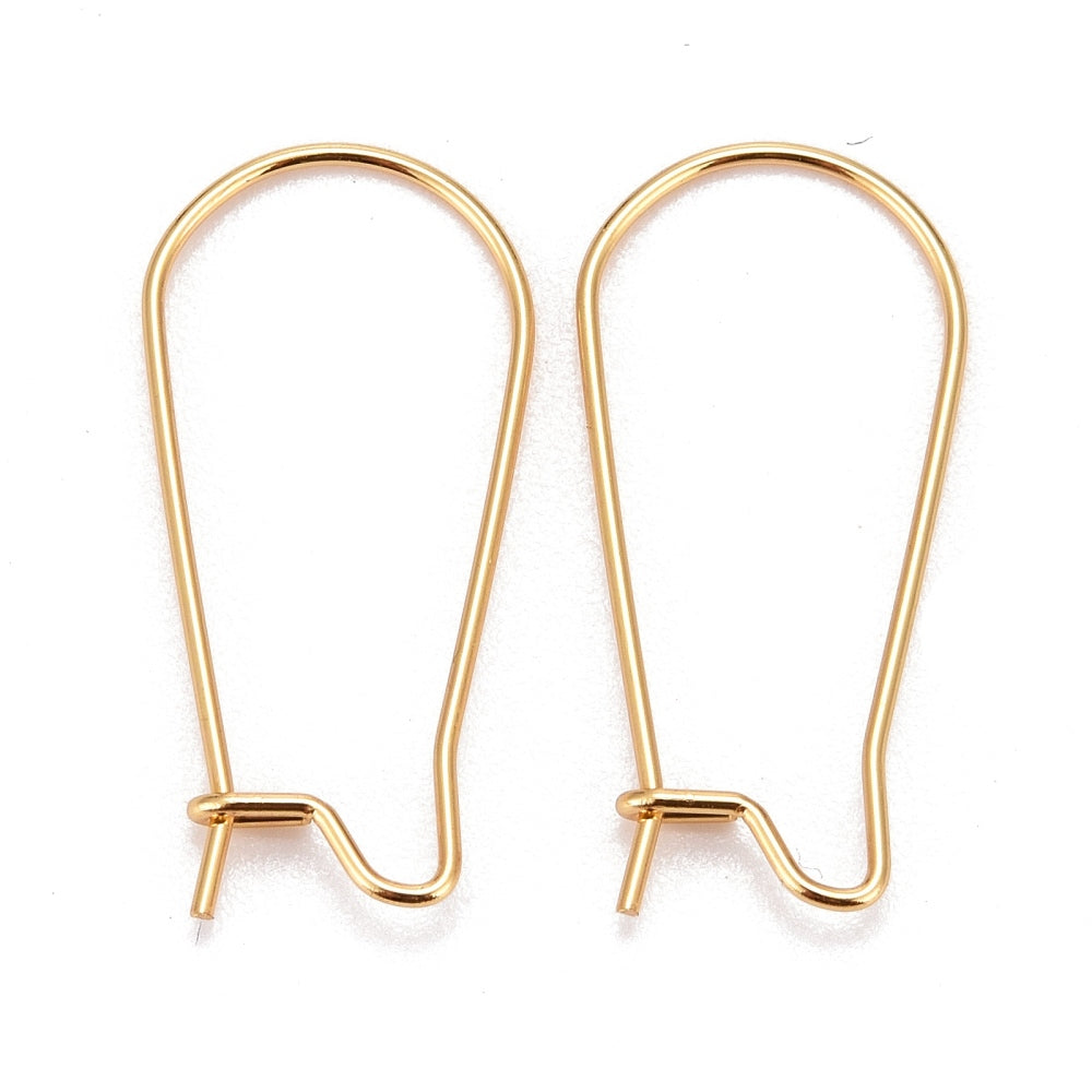 20 Surgical Stainless Kidney Earring Hooks - Silver or 18k Gold Plated - Choose Your Size!