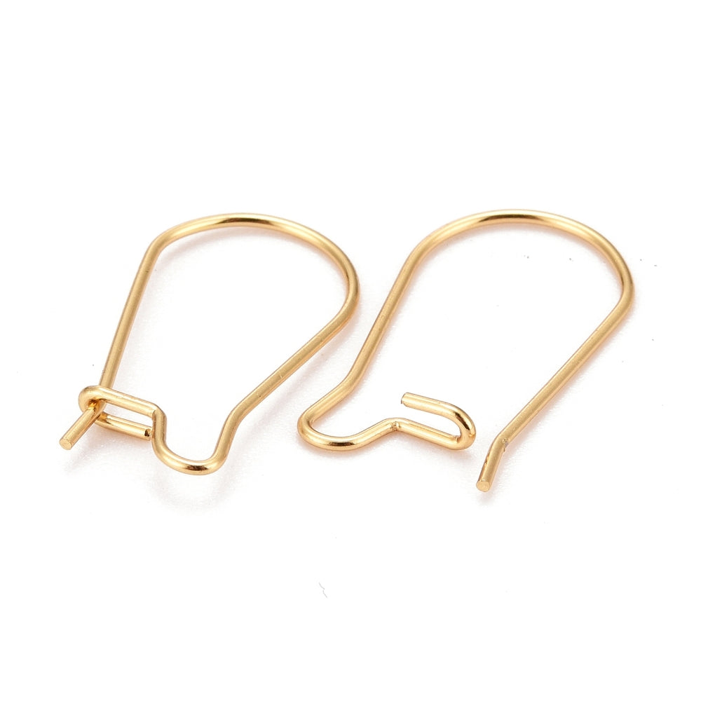 20 Surgical Stainless Kidney Earring Hooks - Silver or 18k Gold Plated - Choose Your Size!