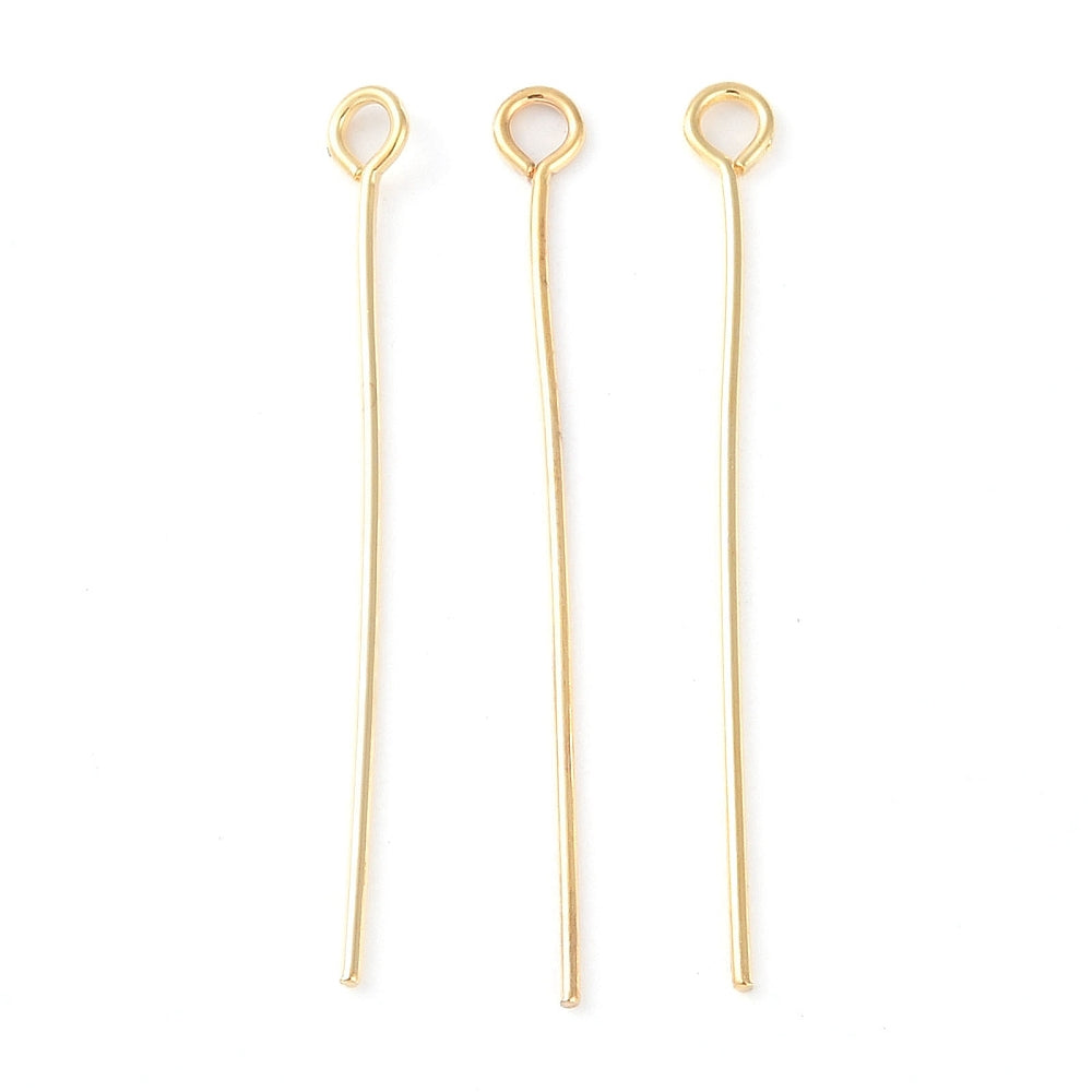 18k Gold Plated Brass Eye Pins - 100 Pins - 0.7mm - Choose Your Length!