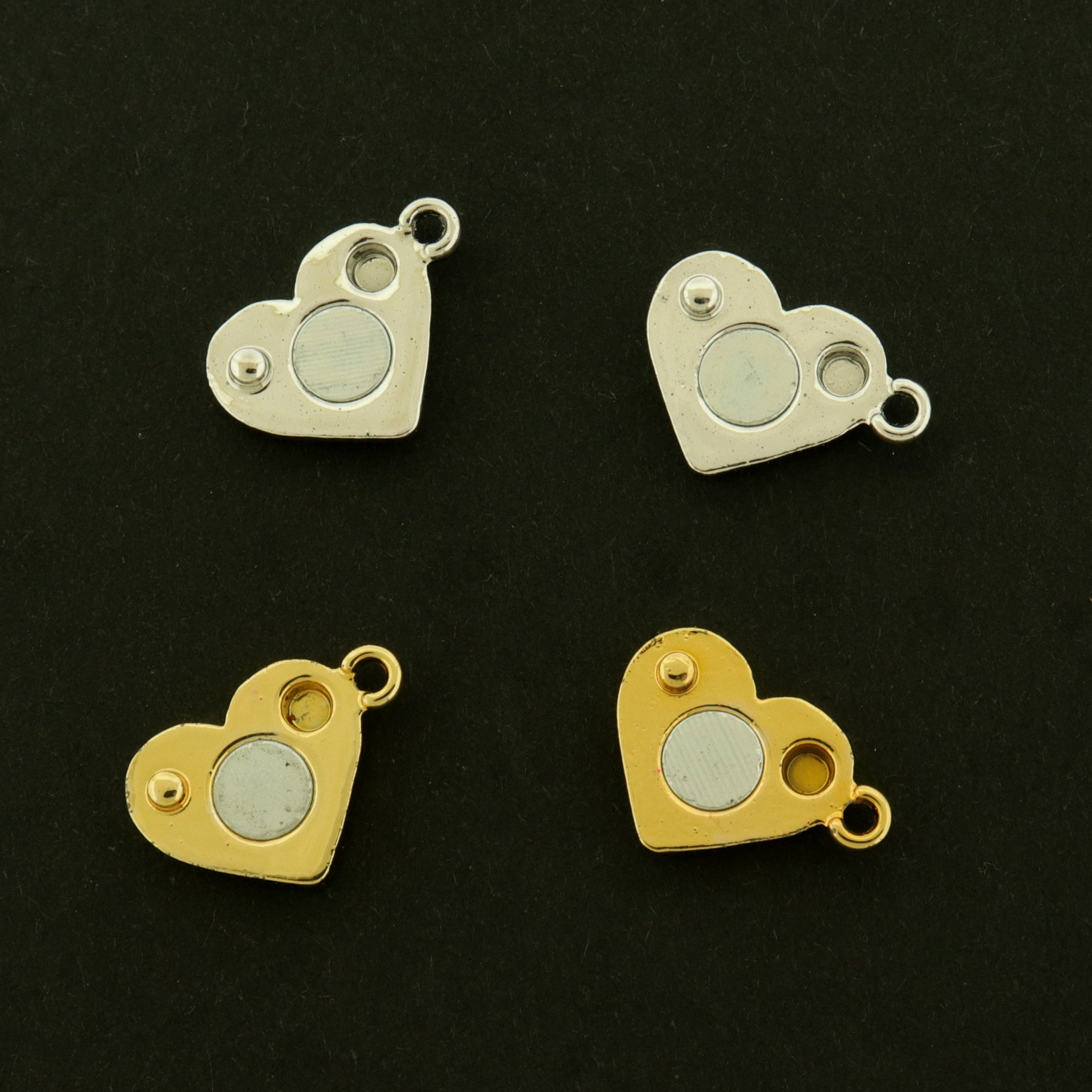 14k Magnetic Heart Clasps - 14k Gold Plated Brass - Choose Your Tone!