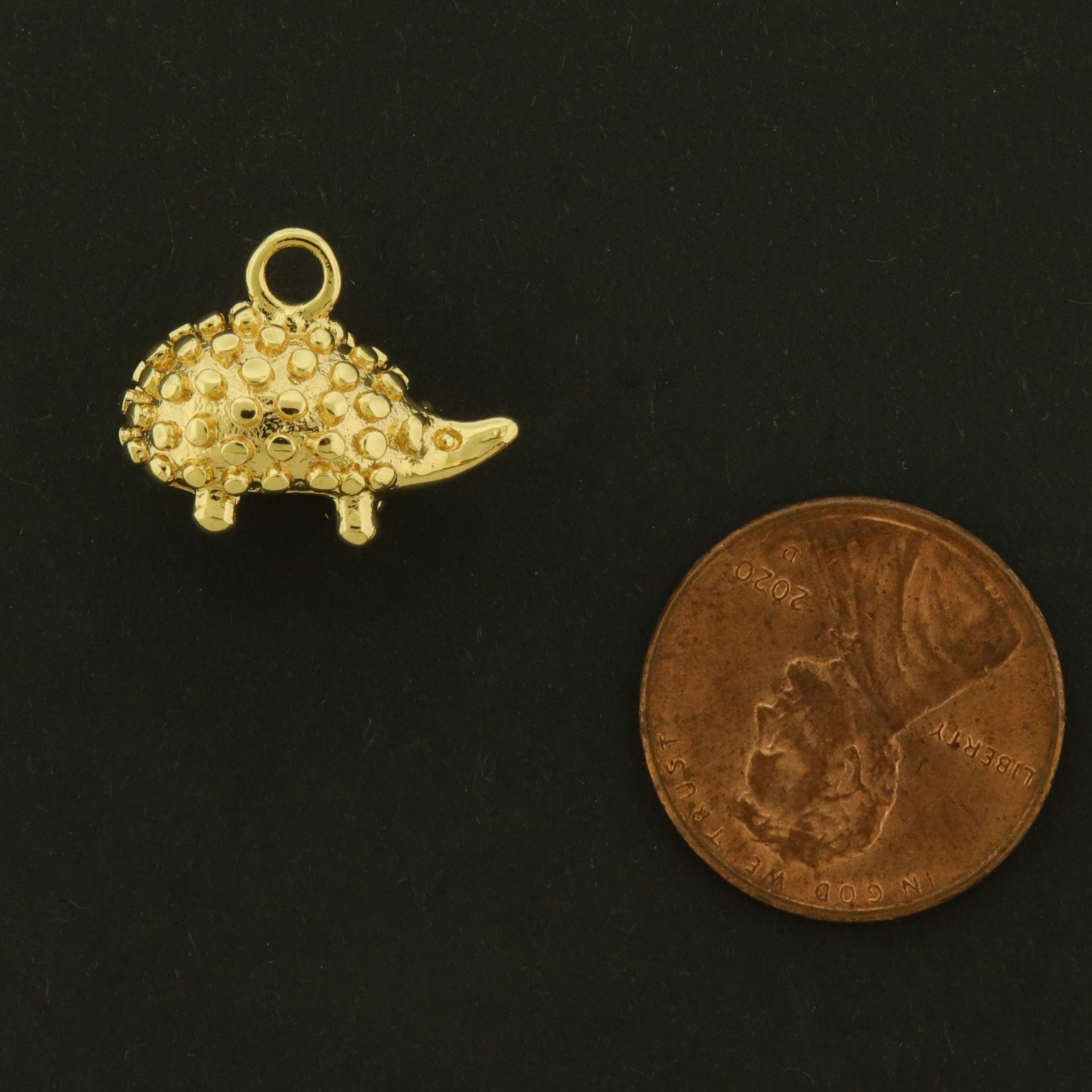 Breloque Hérisson 18 carats - Pendentif animal - Plaqué or 18 carats - GLD1267