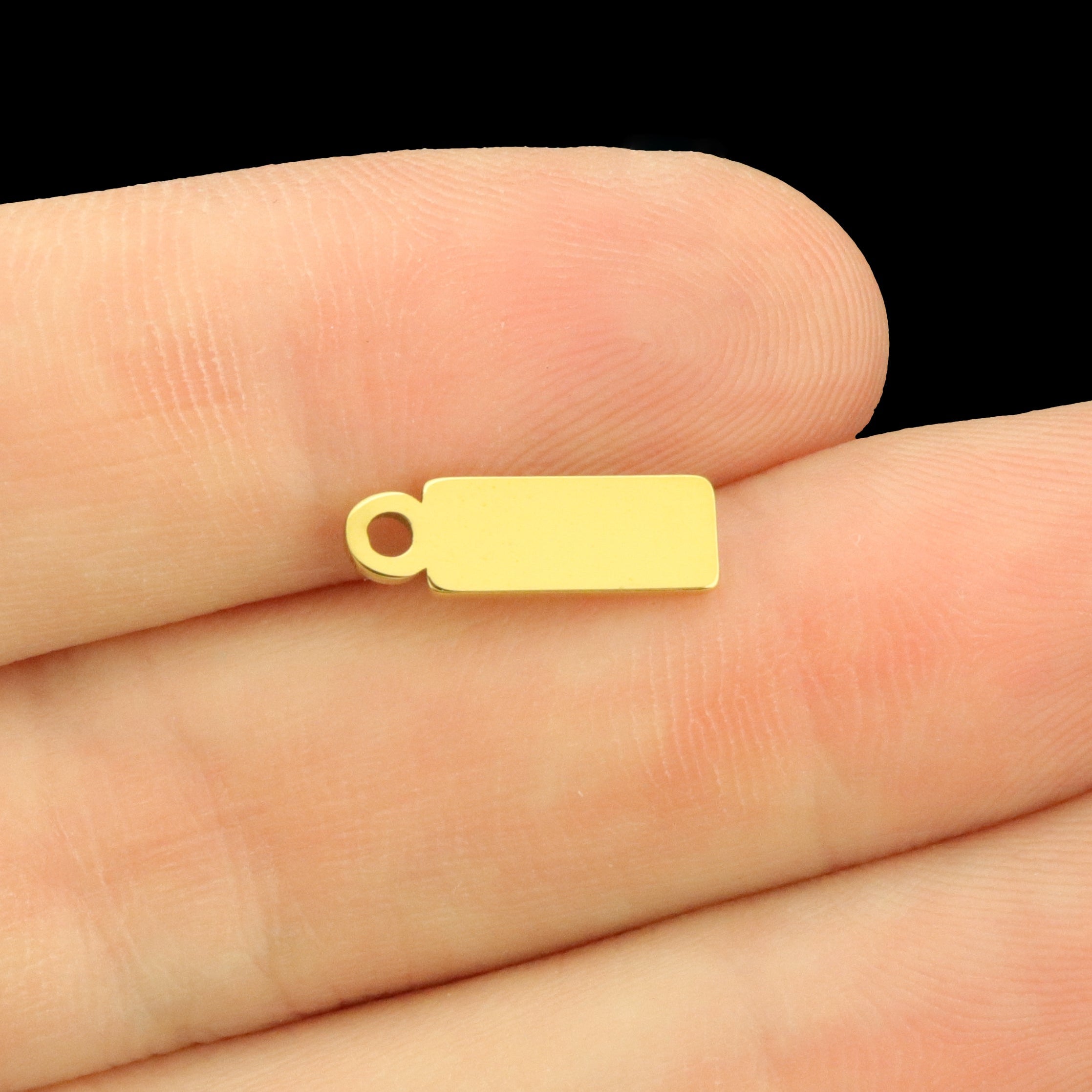 Custom Stainless Steel Rectangle Logo Charm - Personalized