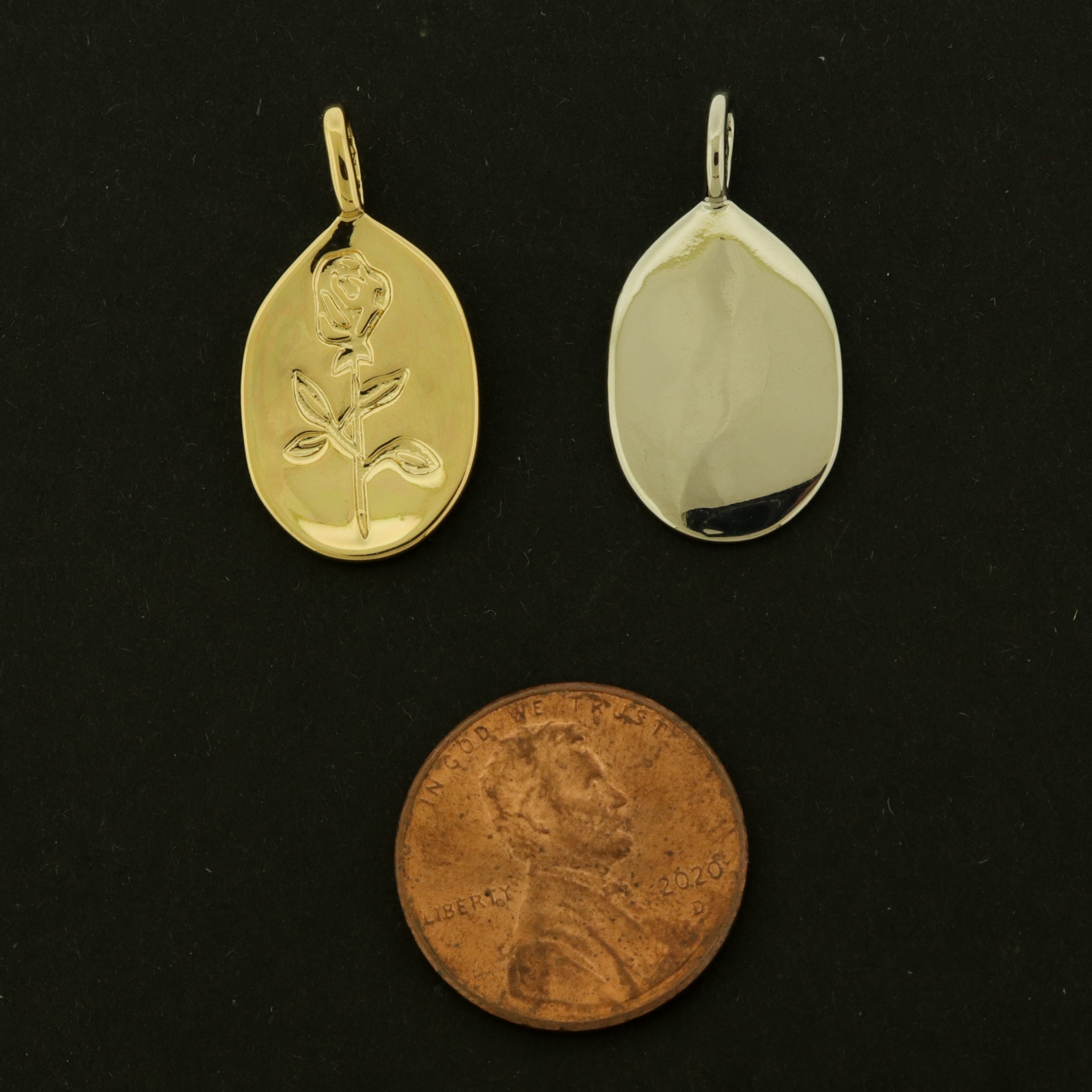 14k Rose Charm - Flower Pendant - Choose 14k Gold Plated or White Gold Plated!