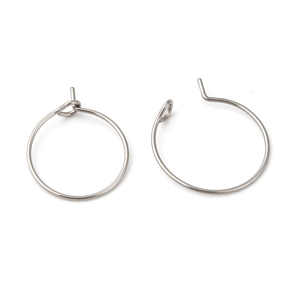 20 Surgical Stainless Wine Charm Hoops - Silver or 18k Gold Plated - Choose Your Size!
