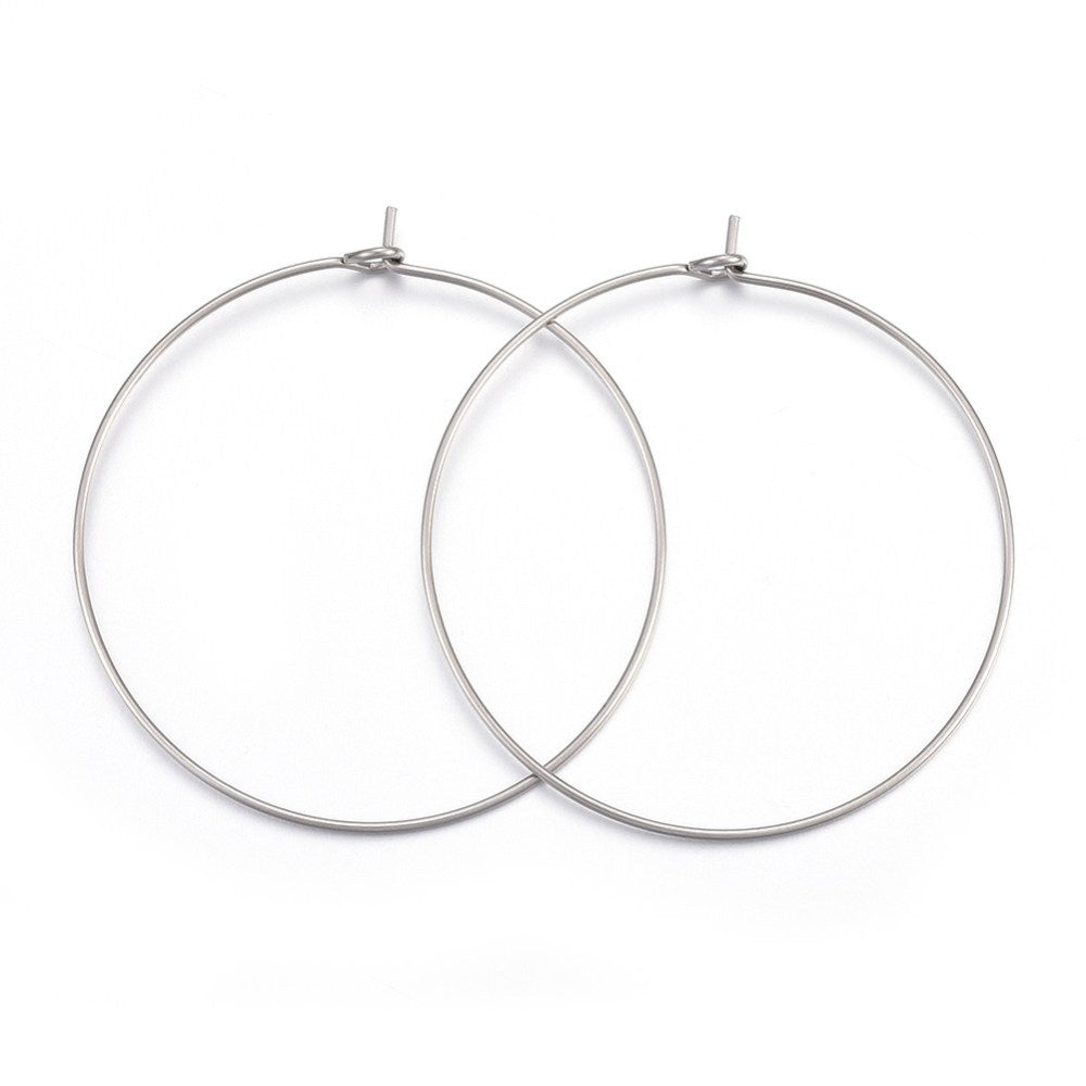 20 Surgical Stainless Wine Charm Hoops - Silver or 18k Gold Plated - Choose Your Size!