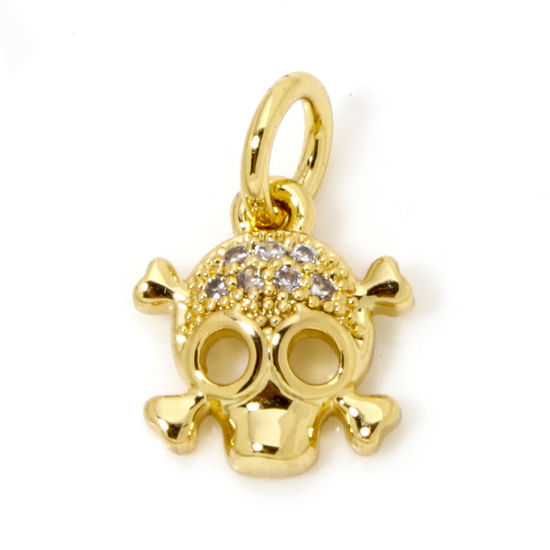 18k Skull Charm - Halloween Pendant - 18k Gold Plated - GLD1265