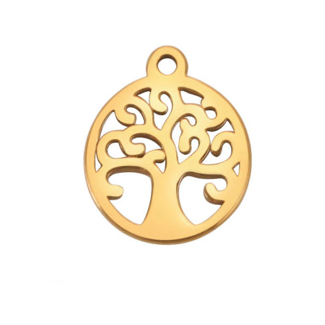4 breloques Arbre de Vie en acier inoxydable, 2 faces - Choisissez votre ton !