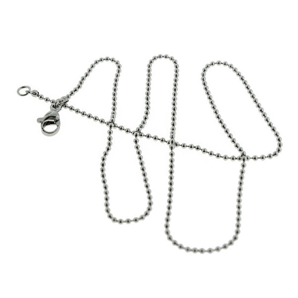 Stainless Steel Ball Chain Necklace 18"- 1.5mm - 5 Necklaces - N593