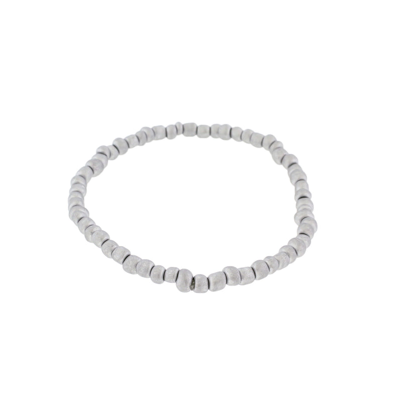 Seed Glass Bead Bracelets - 65mm - Silver - 5 Bracelets - BB102