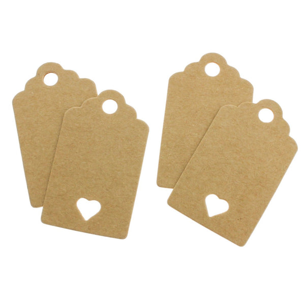 50 Paper Tags With Heart Cutout - TL120