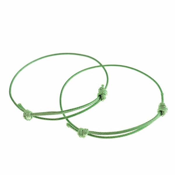 Green Wax Cord Bracelets - 40-80mm - 4 Bracelets - N296
