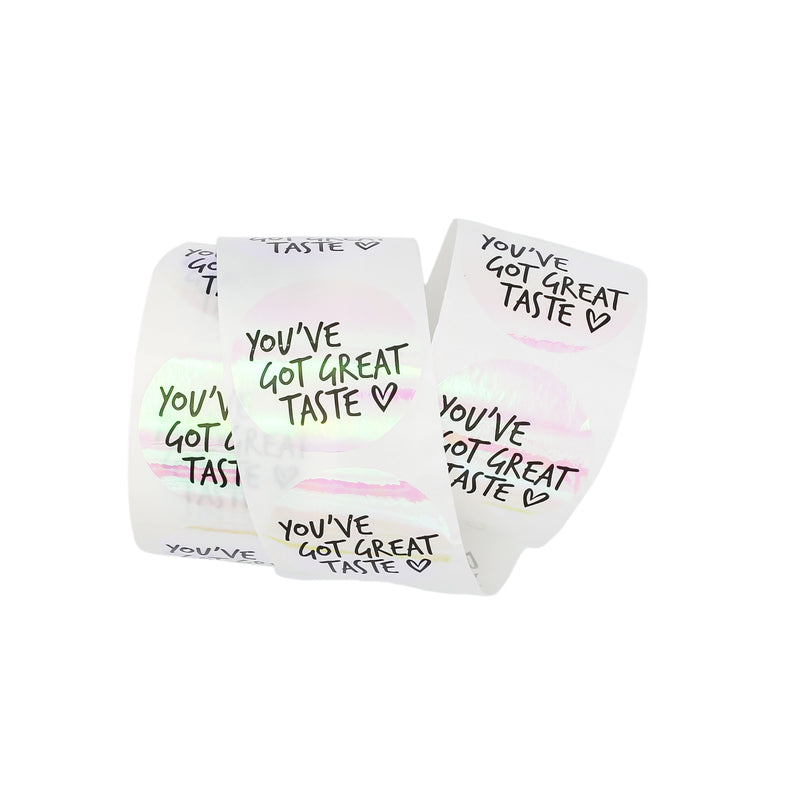 100 Rainbow You've Got Great Taste Self-Adhesive Paper Gift Tags - TL139