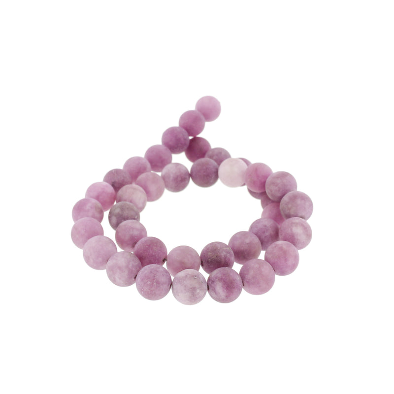Round Natural Jade Beads 10mm - Frosted Orchid - 1 Strand 38 Beads - BD341