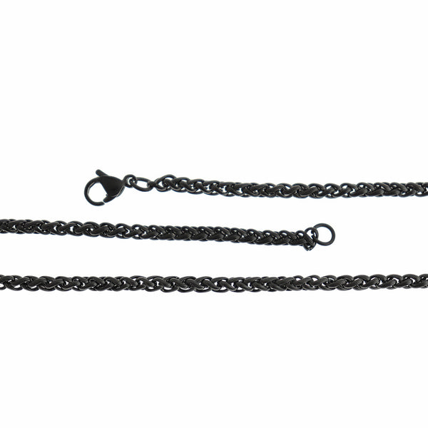 Gunmetal Black Stainless Steel Rope Chain Necklace 23" - 3mm - 1 Necklace - N040
