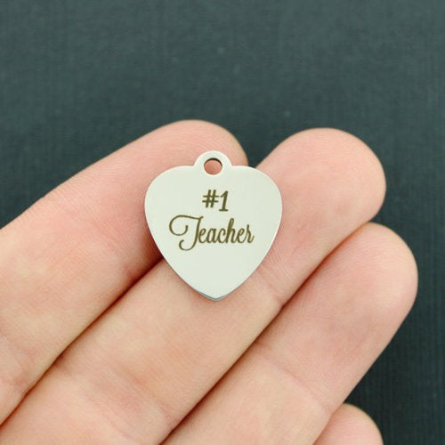 #1 Teacher Stainless Steel Charms - BFS011-3484