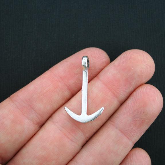 10 breloques ton argent antique ancre 2 faces - SC3486