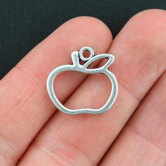 10 breloques Apple ton argent antique 2 faces - SC3882