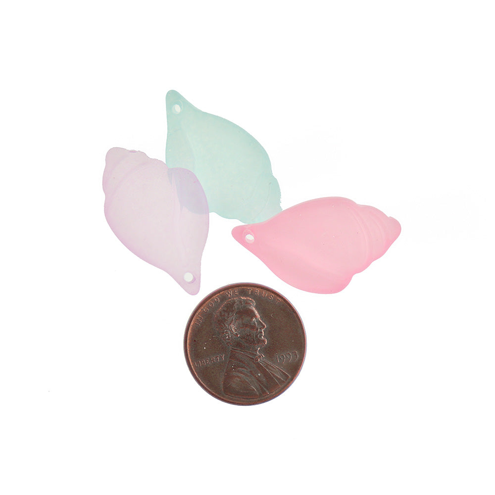 10 breloques en verre coquillage assorties 2 faces - Z322