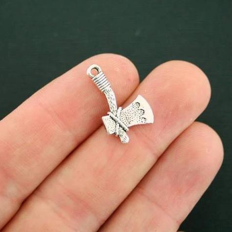 10 breloques argentées antiques hache 2 faces - SC6993