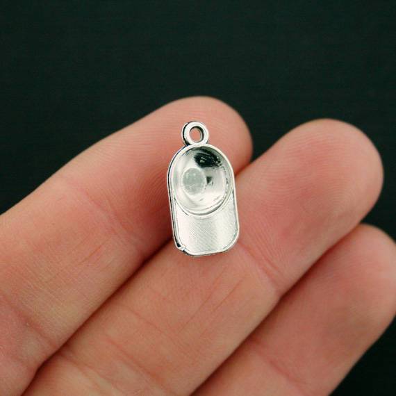 10 Baseball Cap Antique Silver Tone Charms 3D - SC7461