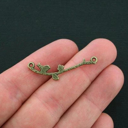 10 breloques de ton bronze antique connecteur oiseau sur branche - BC1264