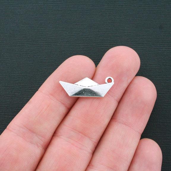 10 breloques de ton argent antique bateau 2 faces - SC2726