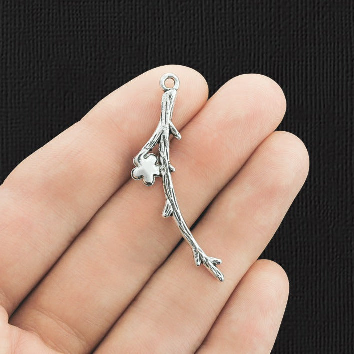 10 Branch Antique Silver Tone Charms 2 Sided - SC990