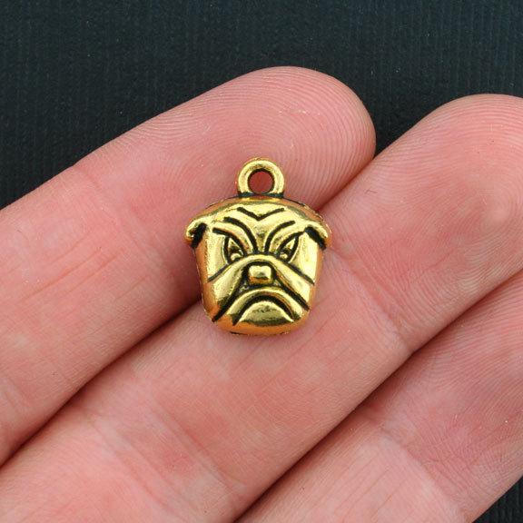 10 Bulldog Antique Gold Tone Charms - GC310
