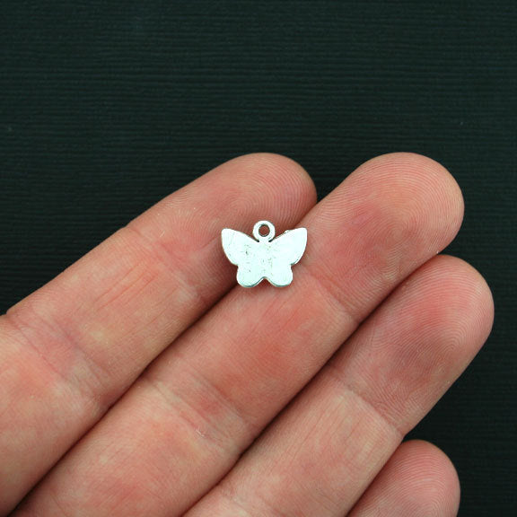 10 Butterfly Antique Silver Tone Charms - SC3397