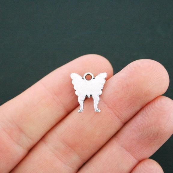 10 Butterfly Antique Silver Tone Charms - SC4746
