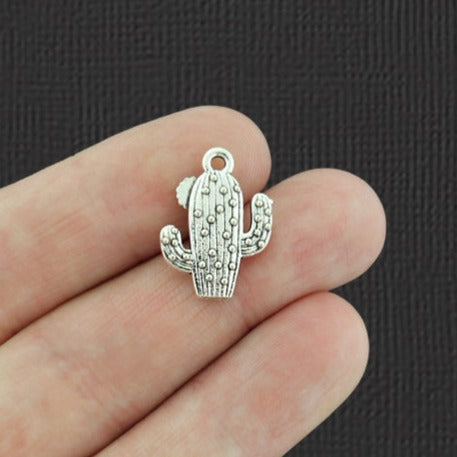 10 Cactus Antique Silver Tone Charms - SC1741