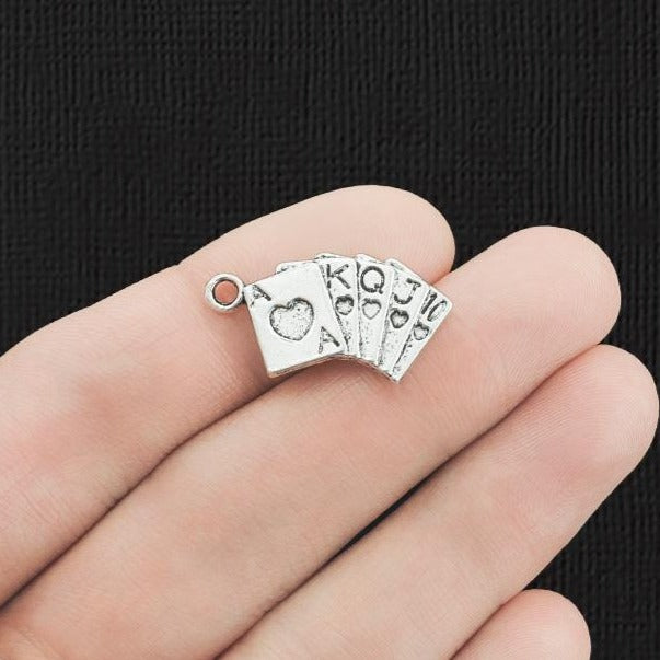 10 Card Antique Silver Tone Charms - SC1698