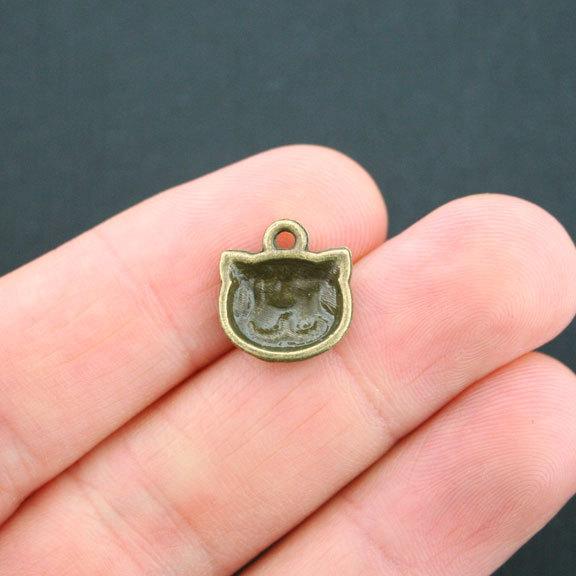 10 Cat Antique Bronze Tone Charms - BC709
