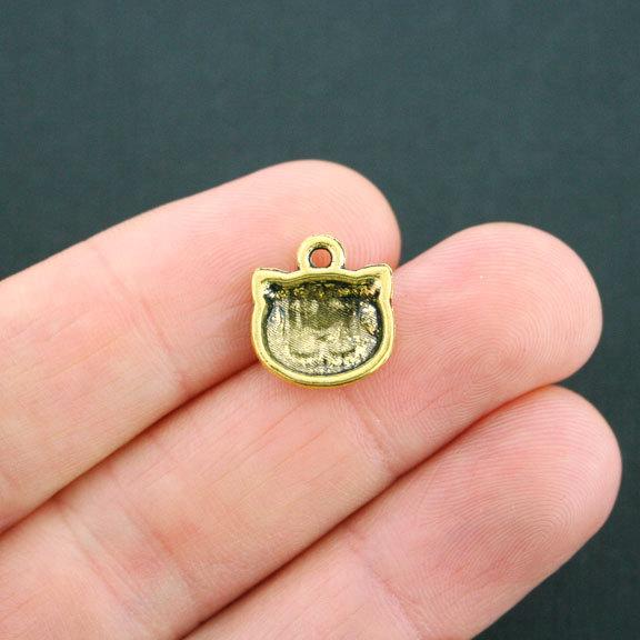 10 Cat Antique Gold Tone Charms - GC525