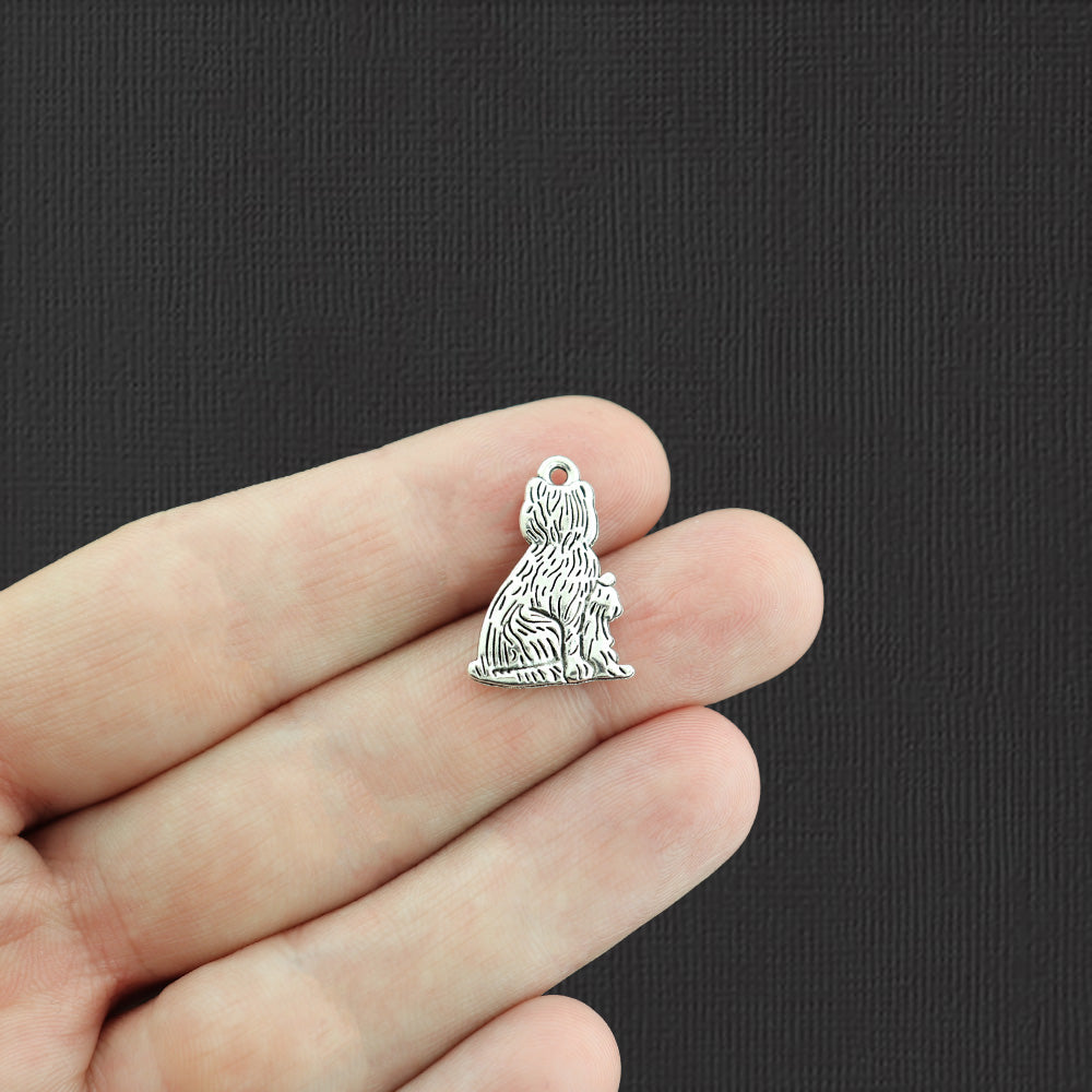 10 Cat Antique Silver Tone Charms - SC4396