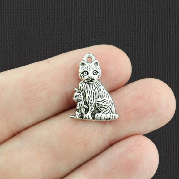 10 breloques de ton argent antique chat - SC4396