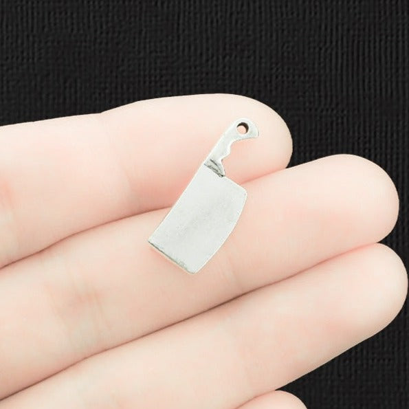 10 Chef Knife Antique Silver Tone Charms 2 Sided - SC107