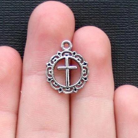 10 breloques de ton argent antique croix - SC2215