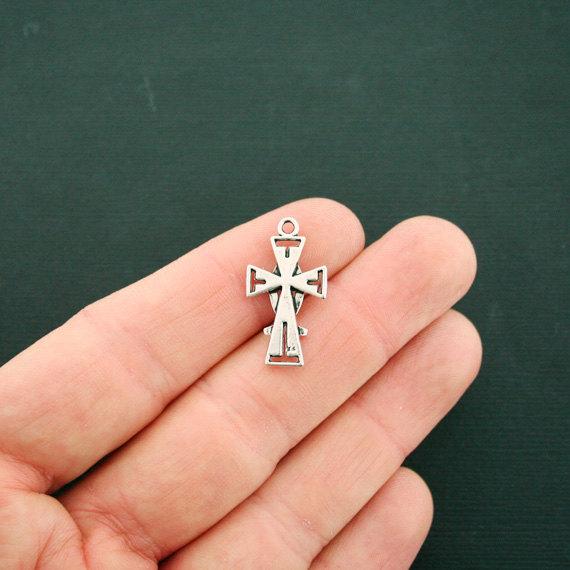 10 breloques de ton argent antique croix - SC6492