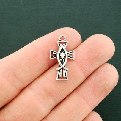 10 breloques de ton argent antique croix - SC6492