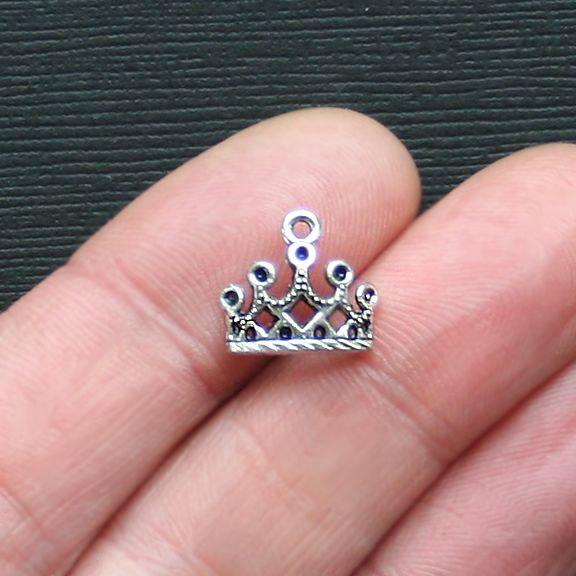 10 breloques argentées antiques couronne - SC2882