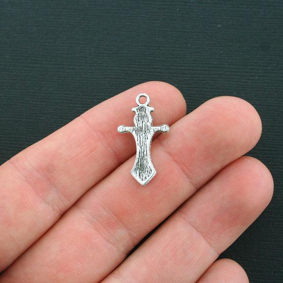10 Dagger Antique Silver Tone Charms - SC900
