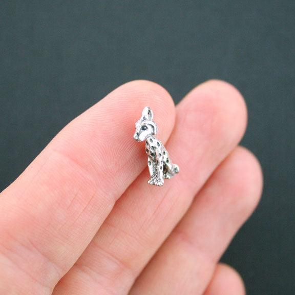 10 Dalmatian Antique Silver Tone Charms 3D - SC4962