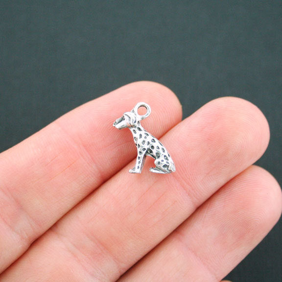 10 Dalmatian Antique Silver Tone Charms 3D - SC4962