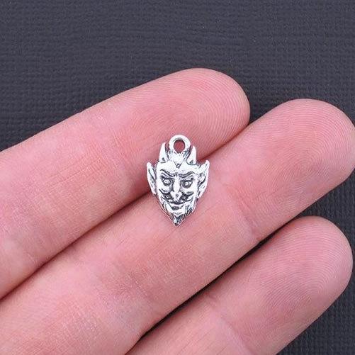 10 Devil Antique Silver Tone Charms - SC3331