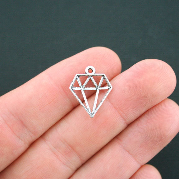 10 breloques de ton argent antique diamant - SC2541