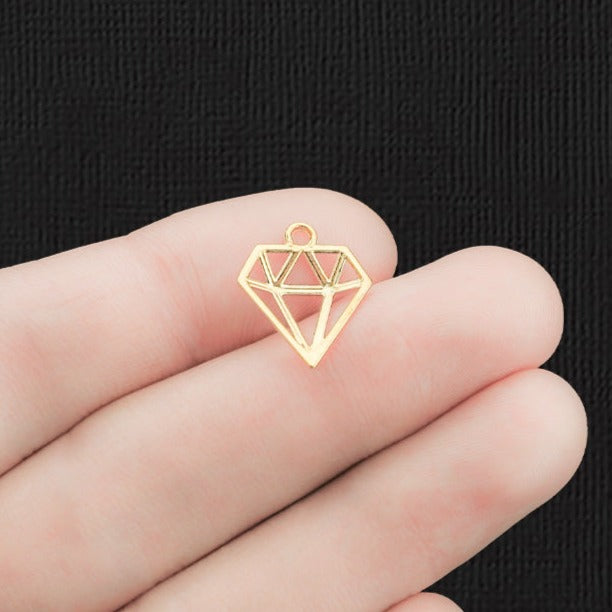 10 Diamond Gold Tone Charms - GC429