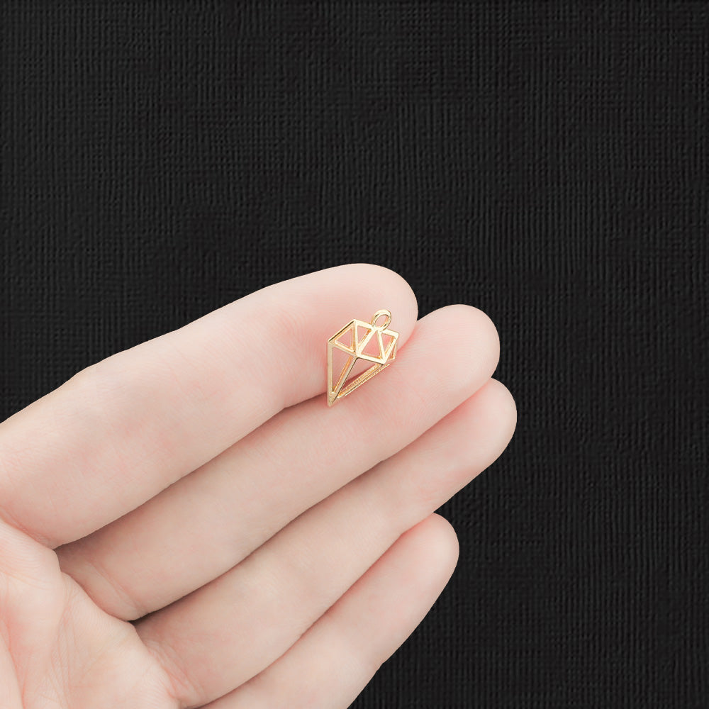 10 Diamond Gold Tone Charms - GC429